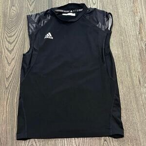 Adidas Mens Athletic Shirt Sleeveless Crewneck Logo Print Pullover Black Size L